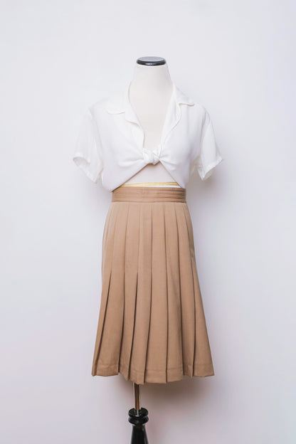 Harvé Benard Ltd Khaki Pleated Wool Skirt US 4, 90's