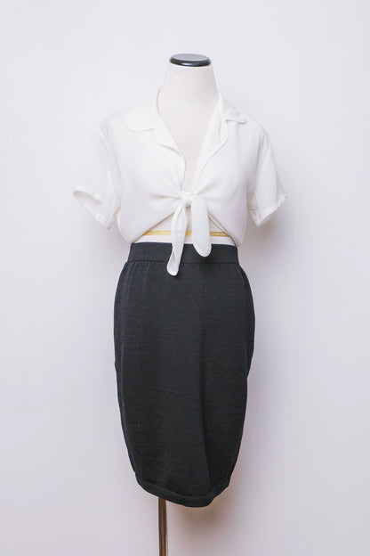Tiffany Wool Blend Knit Black Mini Skirt US 10, 80's