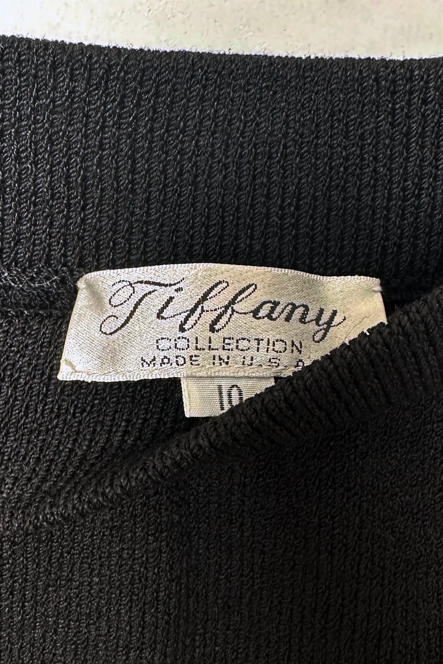 Tiffany Wool Blend Knit Black Mini Skirt US 10, 80's