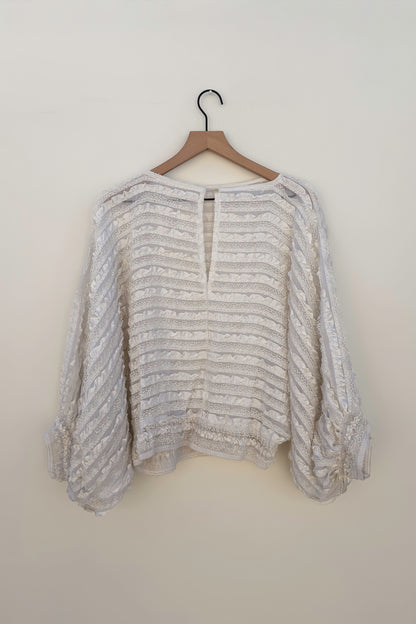Vintage Ivory Lace Romantic Blouse, 70s Edwardian Victorian Angelic
