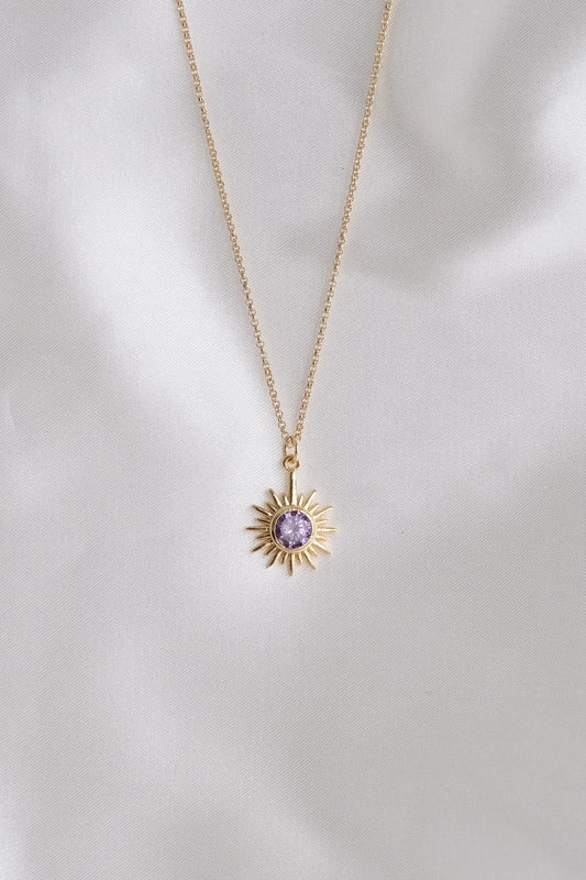 Lavender Sunflower Gold Pendant