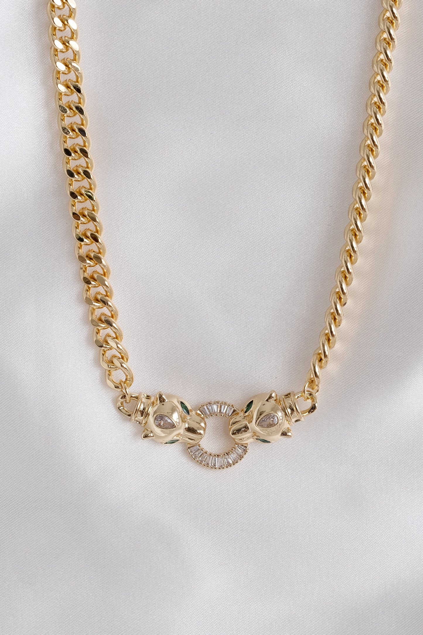 Gold Cuban Chain Panthère Necklace