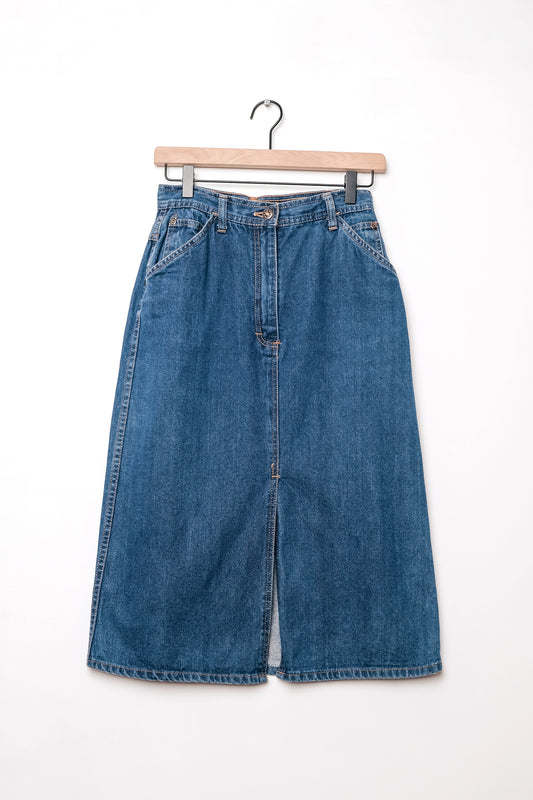 Lerner Medium Blue High Waisted Denim Knee Length Skirt Y2K US 6 S/M