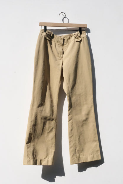 Morgan De Toi Lace Up Low Rise Camel Bootcut Pants, 26 x 29” US 4 Y2K 90’s