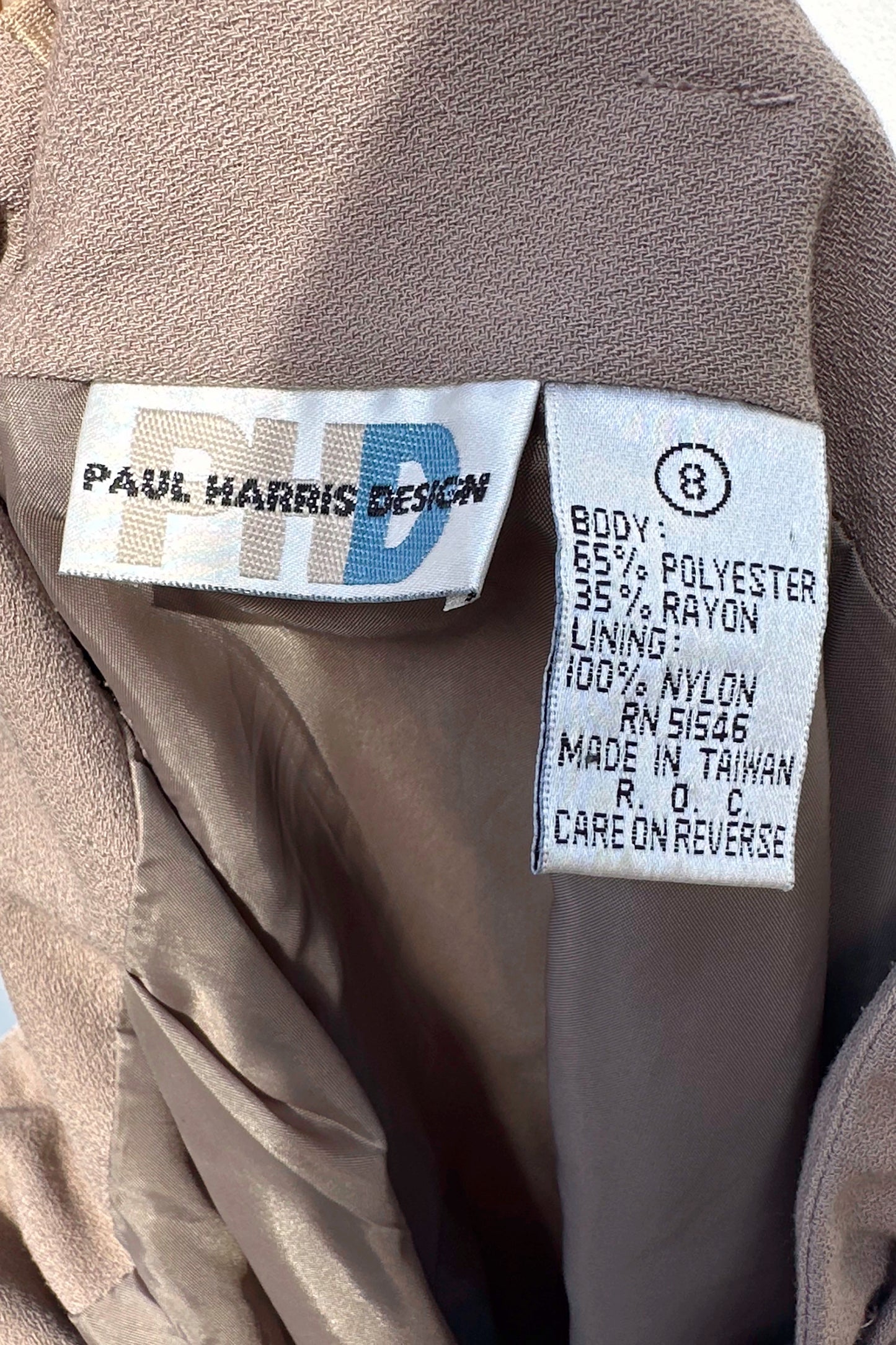 Paul Harris Design Modern Mauve Slit Midi Skirt US 8, 80's