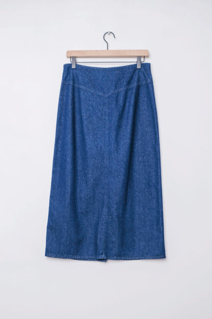 Pioneer Wear Dark Blue Denim Pencil Midi Skirt Southwest 90's, US 10