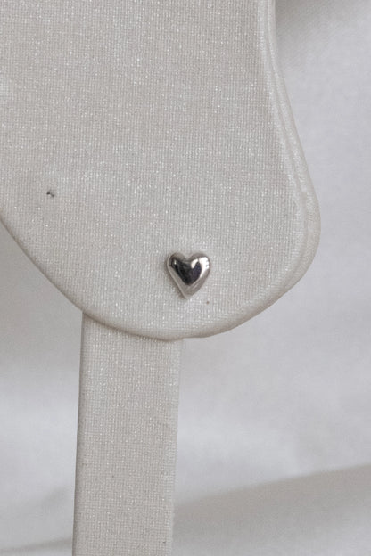 Puffy Silver Heart Studs