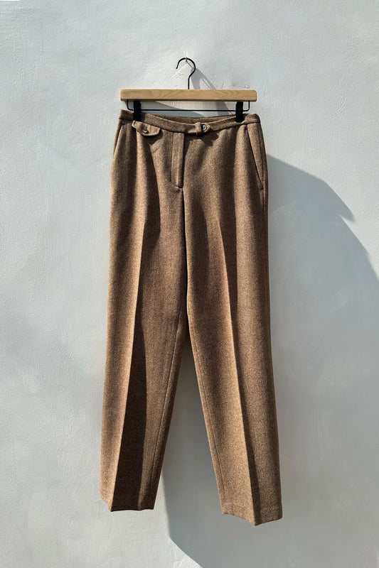 90's Lauren by Ralph Lauren Wool Tweed Brown Straight Leg Pants, US 4 S 29" x 31"