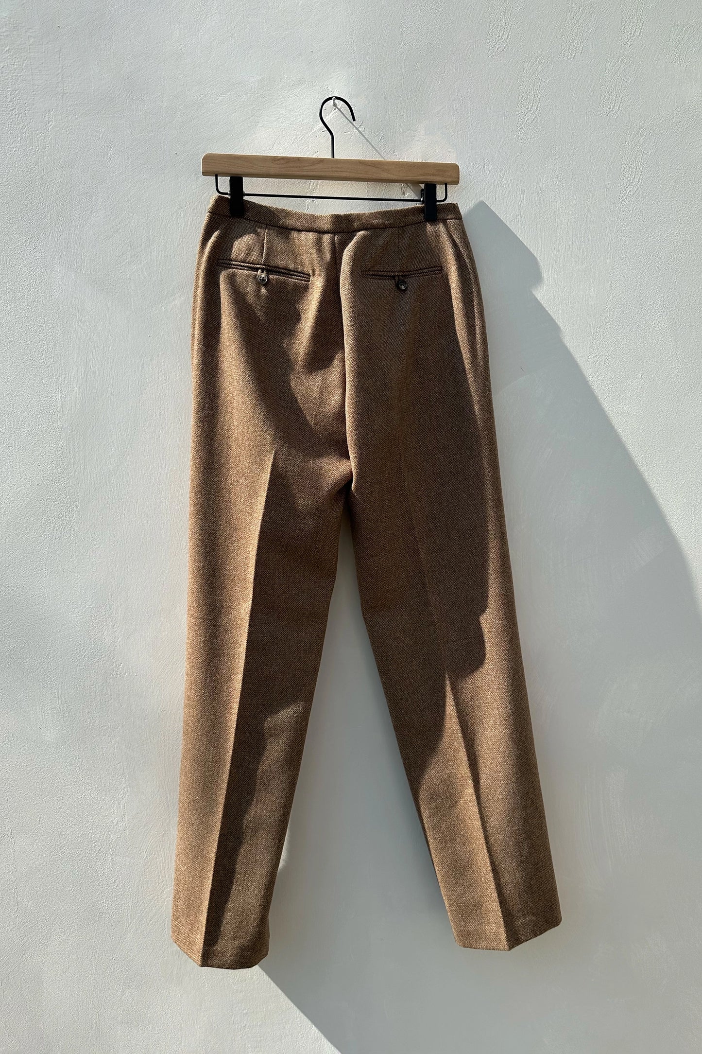 90's Lauren by Ralph Lauren Wool Tweed Brown Straight Leg Pants, US 4 S 29" x 31"