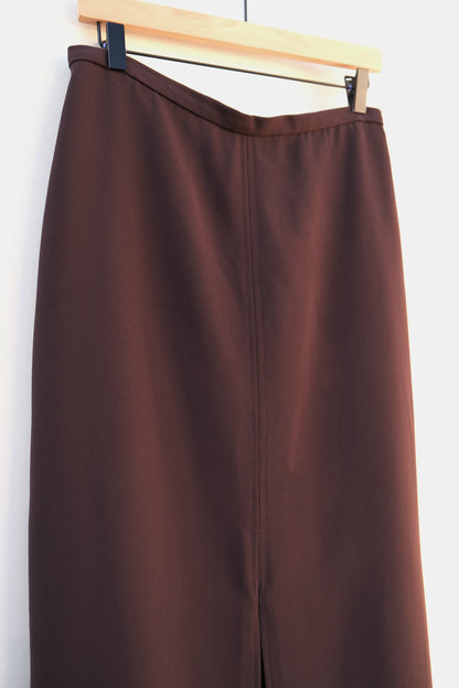 90s Straight Minimalist Maxi Skirt Chocolate Brown, Size US 10