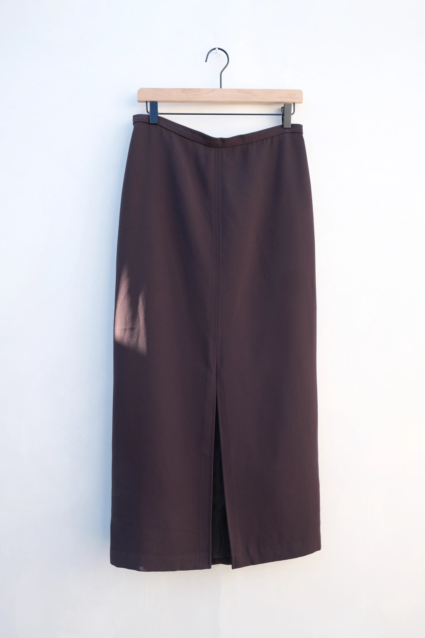 90s Straight Minimalist Maxi Skirt Chocolate Brown, Size US 10