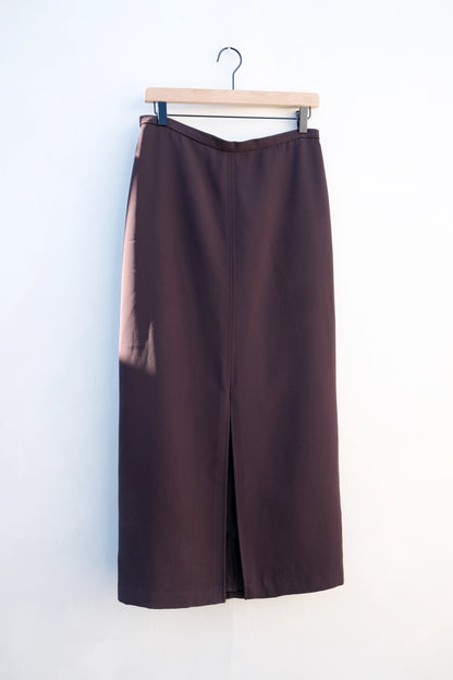 90s Straight Minimalist Maxi Skirt Chocolate Brown, Size US 10