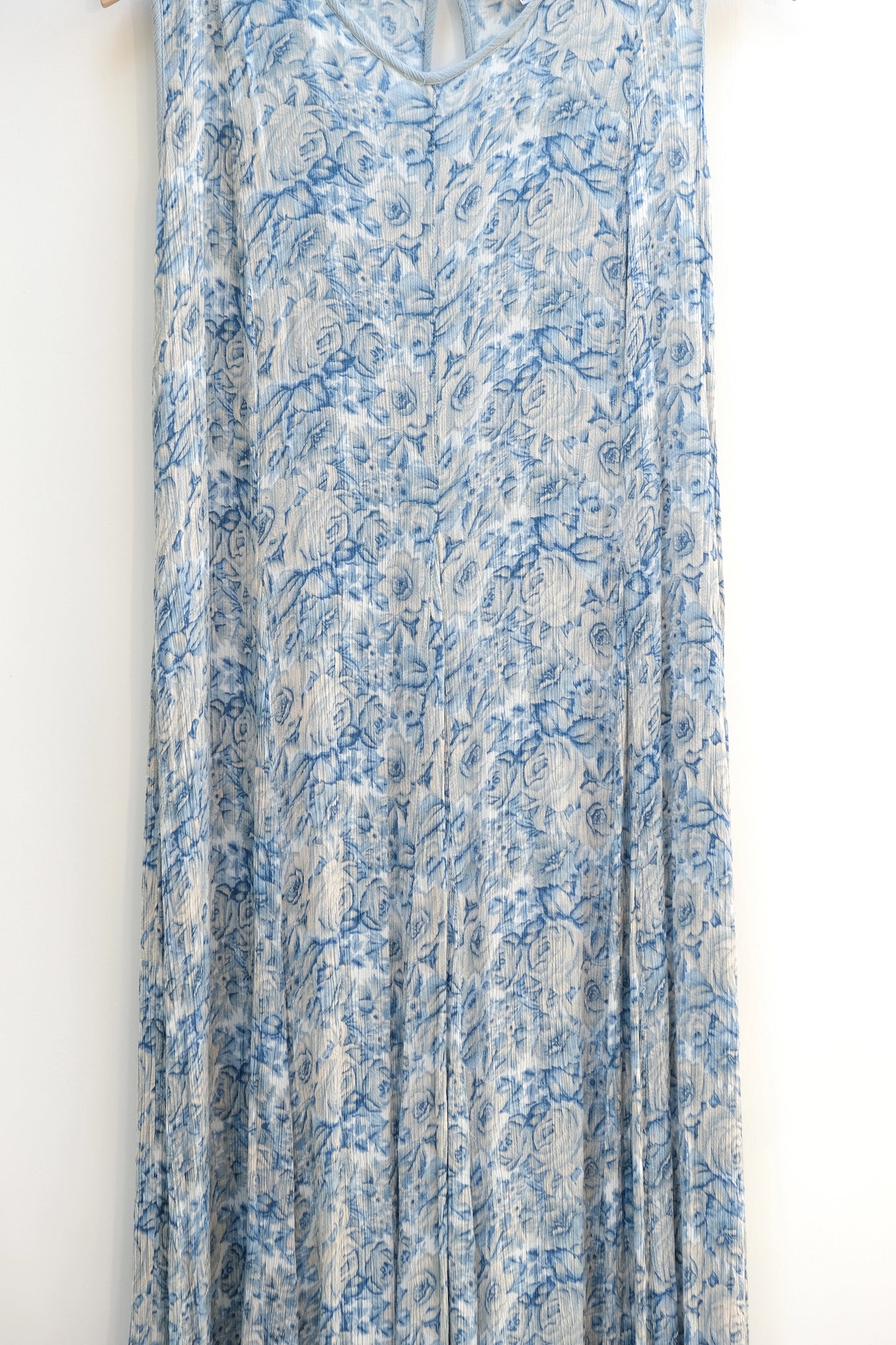 Starina Blue Floral Boho Maxi Dress 90's