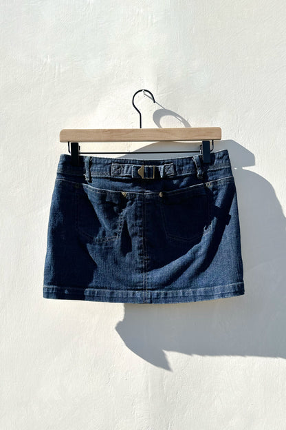 Princess Vera Wang Low Rise Dark Blue Denim Mini Skirt Y2K, US 0 XS