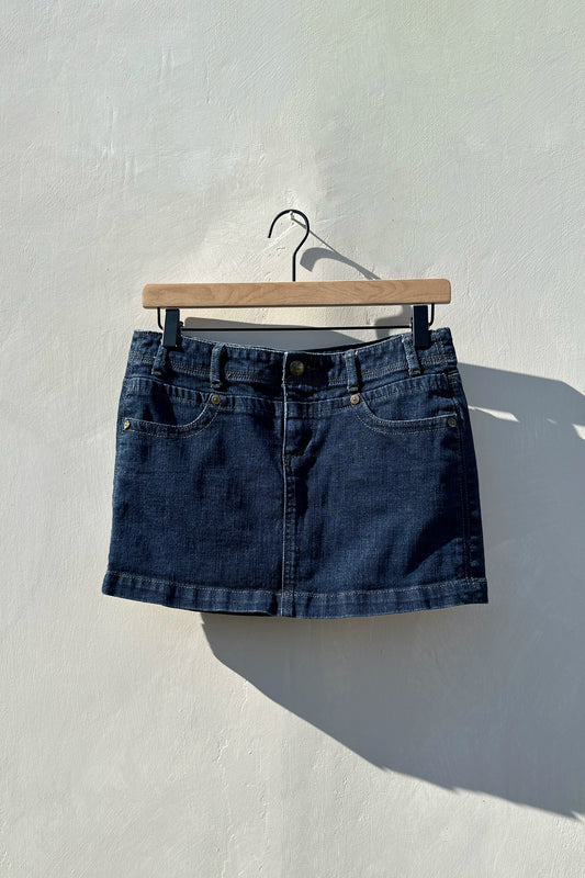 Princess Vera Wang Low Rise Dark Blue Denim Mini Skirt Y2K, US 0 XS