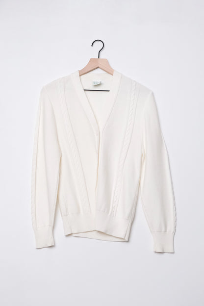 Lily's of Beverly Hills White Cable Tennis Cardigan US 4/6, 70's Fitted