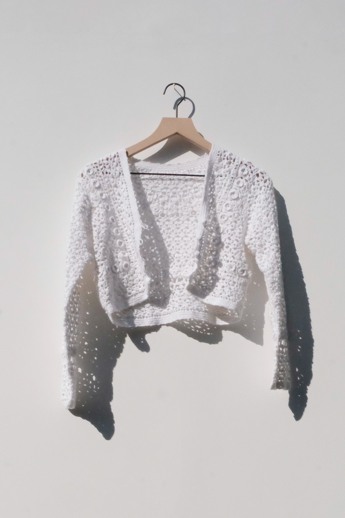 White Crochet Cropped Shrug
