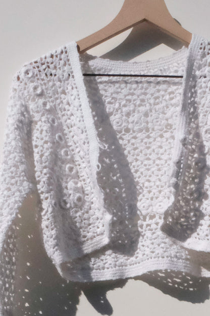 White Crochet Cropped Shrug