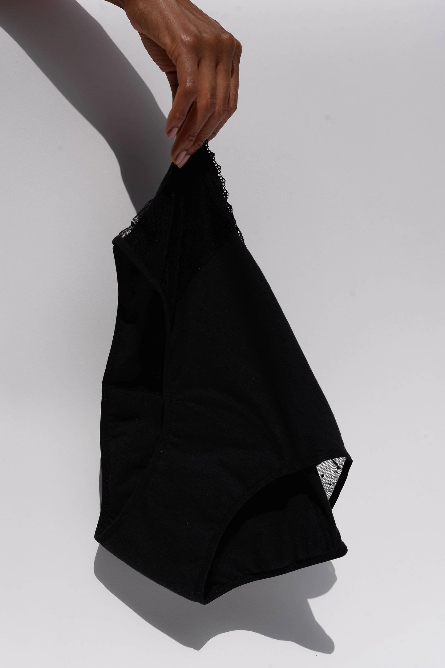 Leakproof Mid-Rise Mesh Panel Underwear, Black