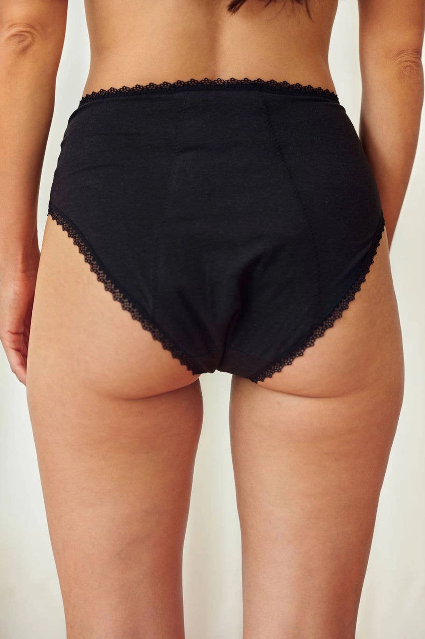 Leakproof Mid-Rise Mesh Panel Underwear, Black