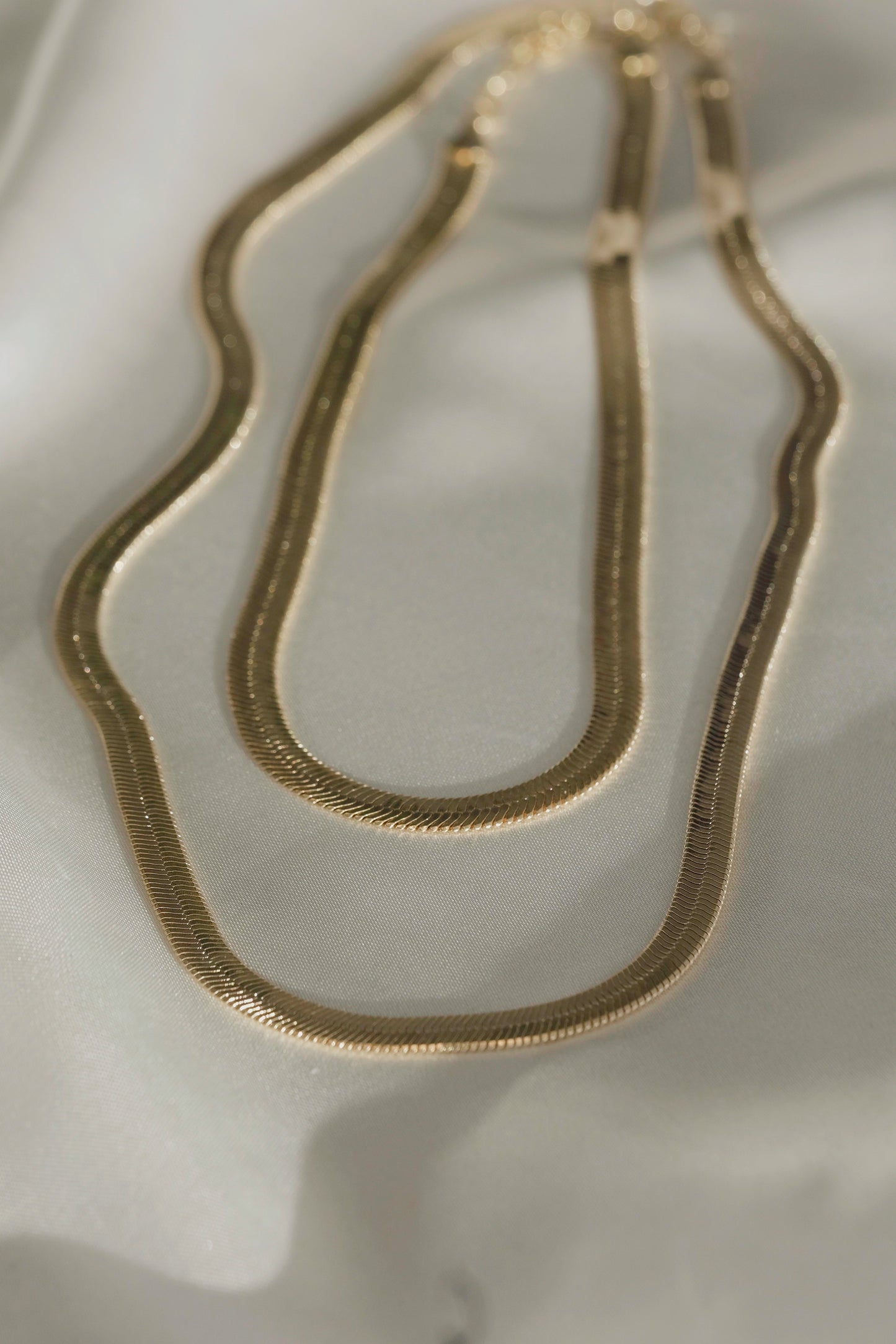 Gold Herringbone Choker Necklace - cream